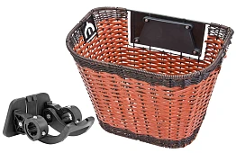 Велокорзина JL-262 передняя универсальная плетёная, стальная/пластиковая, быстросъемная